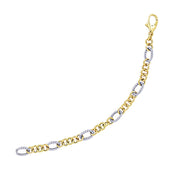 Bids.com 14k Two-Tone Gold Rope Motif Oval and Round Link Chain Bracelet Bracelets White Smoke 7.25 / Two-Tone Gold