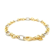 Bids.com 14k Two-Tone Gold Rope Motif Oval and Round Link Chain Bracelet Bracelets White Smoke 7.25 / Two-Tone Gold