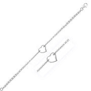 Bids.com 14k White Gold Cable Chain Anklet with Open Heart Station Accessories White Smoke 10 / White Gold
