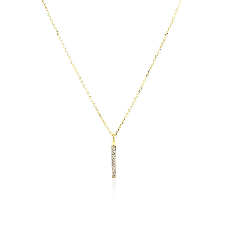 Bids.com 14k Yellow Gold Bar Pendant with Diamonds Pendants White Smoke Yellow Gold