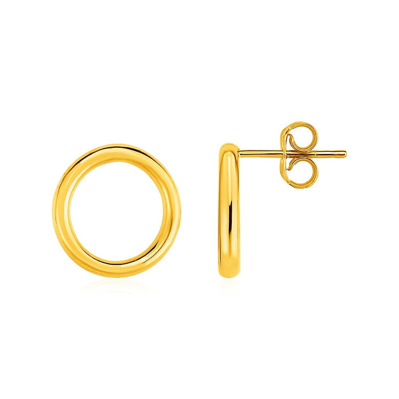 Bids.com Open Circle Post Earrings in 14k Yellow Gold Earrings White Smoke Yellow Gold