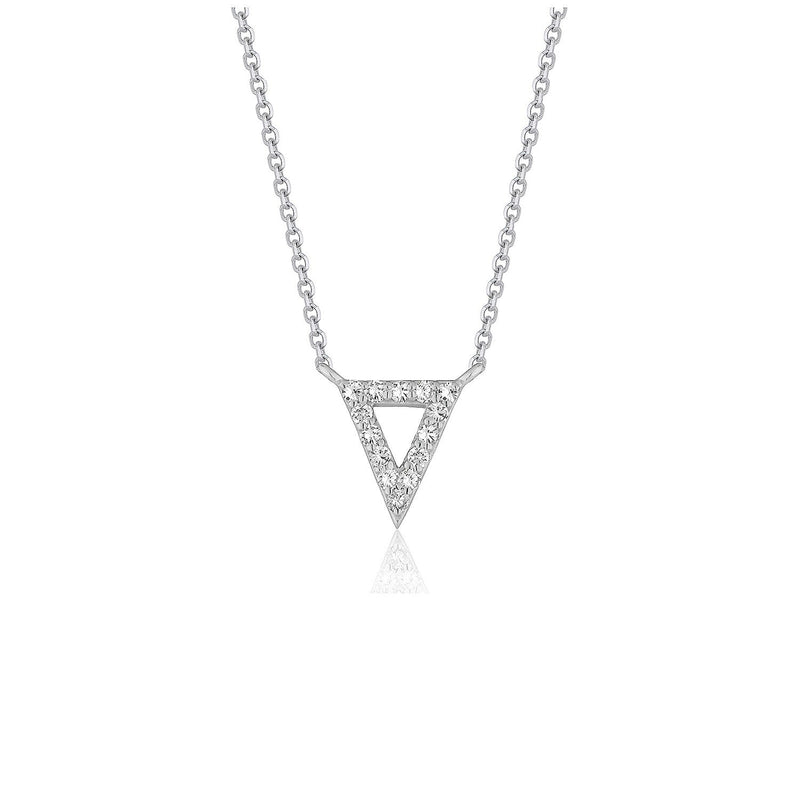 Bids.com Diamond Inverted Triangle Pendant in 14k White Gold Necklaces White Smoke 16 / White Gold