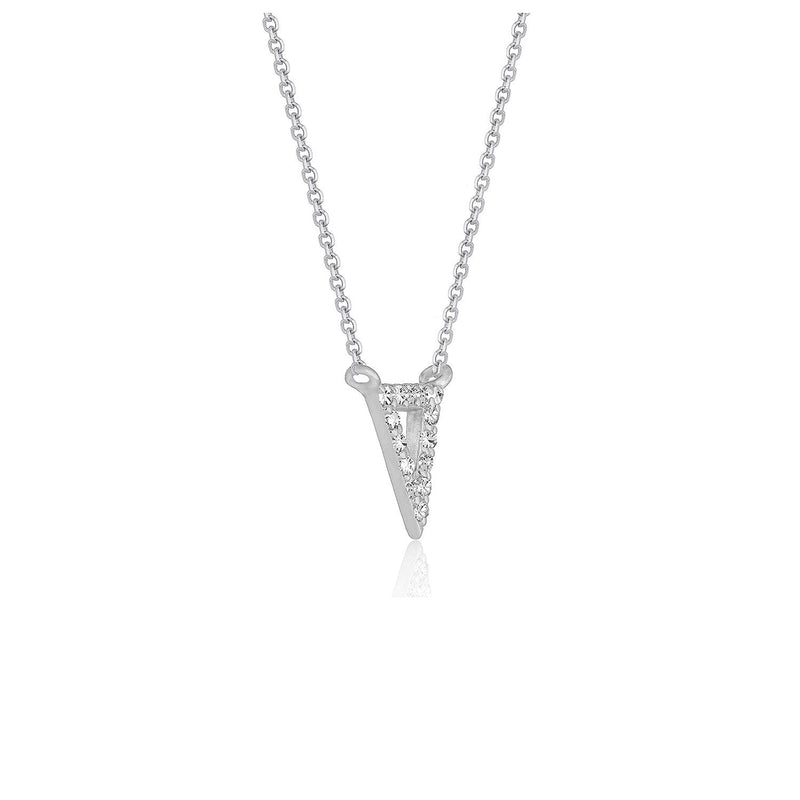 Bids.com Diamond Inverted Triangle Pendant in 14k White Gold Necklaces White Smoke 16 / White Gold