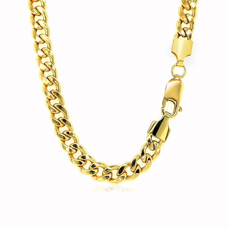 Bids.com 5.5mm 14k Yellow Gold Miami Cuban Semi Solid Chain Necklaces White Smoke 20 / Yellow Gold,22 / Yellow Gold,24 / Yellow Gold
