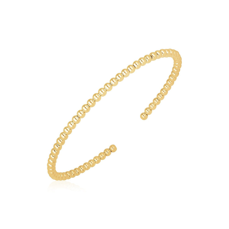 Bids.com 14k Yellow Gold High Polish Bead Cuff Bangle (3mm) Bracelets White Smoke Yellow Gold
