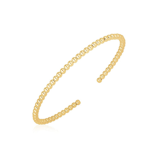 Bids.com 14k Yellow Gold High Polish Bead Cuff Bangle (3mm) Bracelets White Smoke Yellow Gold