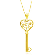 Bids.com 14k Yellow Gold Skeleton Key Style LOVE Pendant Pendants White Smoke Yellow Gold