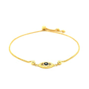 Bids.com 14k Yellow Gold Adjustable Evil Eye Bracelet Bracelets White Smoke 9.25 / Yellow Gold