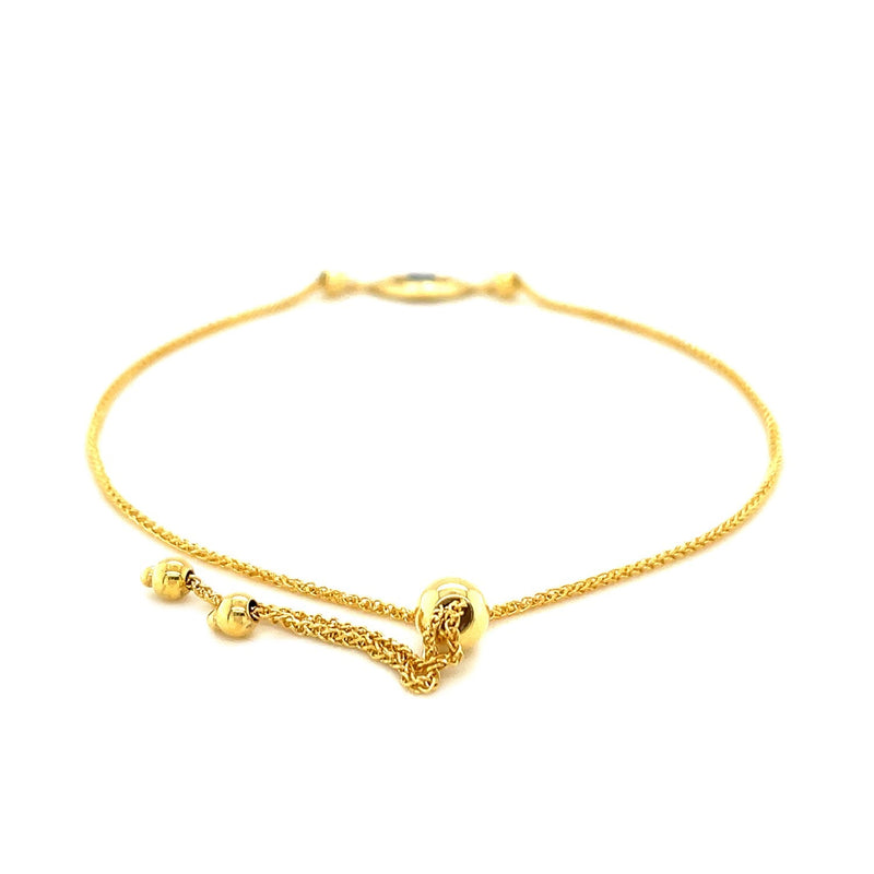Bids.com 14k Yellow Gold Adjustable Evil Eye Bracelet Bracelets White Smoke 9.25 / Yellow Gold
