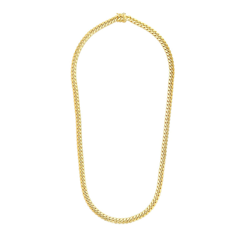 Bids.com 6.9mm 14k Yellow Gold Semi Solid Miami Cuban Chain Necklaces White Smoke 24 / Yellow Gold,26 / Yellow Gold,22 / Yellow Gold
