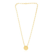 Bids.com 14k Yellow Gold High Polish Circle Disc Paperclip Link Necklace Necklaces White Smoke 18 / Yellow Gold