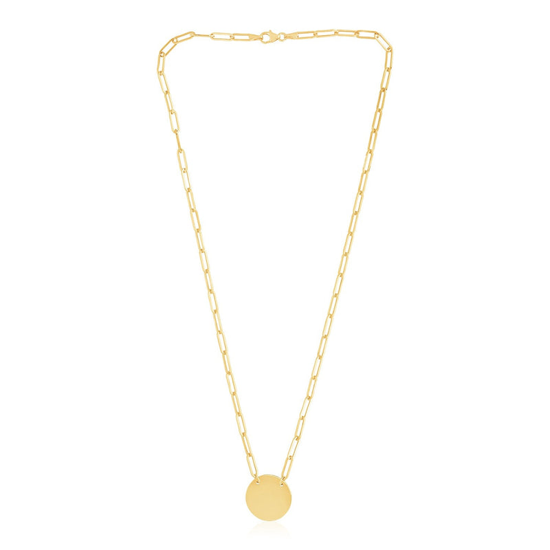Bids.com 14k Yellow Gold High Polish Circle Disc Paperclip Link Necklace Necklaces White Smoke 18 / Yellow Gold