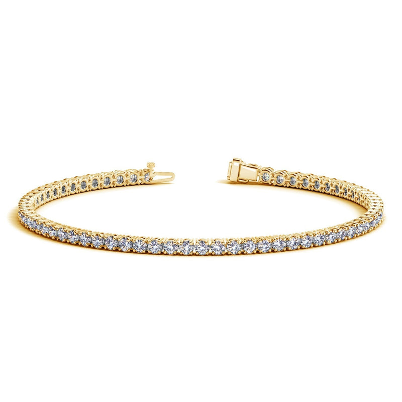 Bids.com Lab Grown Round Diamond Tennis Bracelet in 14k Yellow Gold (3 cctw F/G  VS2/SI1) Bracelets White Smoke 7 / Yellow Gold