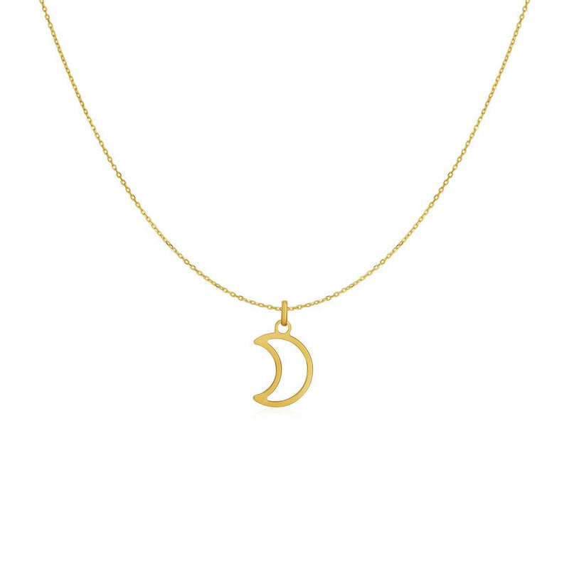 Bids.com 14k Yellow Gold Necklace with Moon Necklaces White Smoke 18 / Yellow Gold
