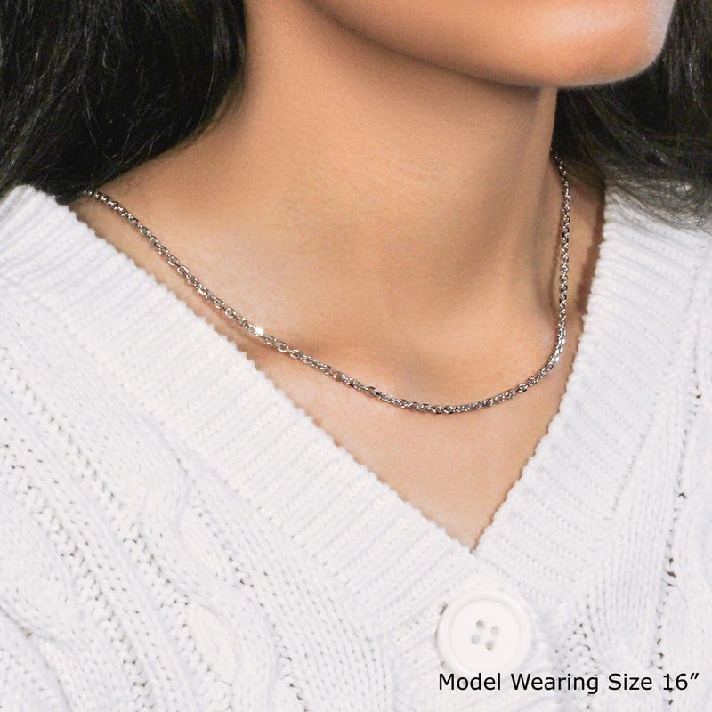 Bids.com 14k White Gold Diamond Cut Cable Link Chain (2.60 mm) Necklaces Lavender 18 / White Gold,20 / White Gold,22 / White Gold,24 / White Gold
