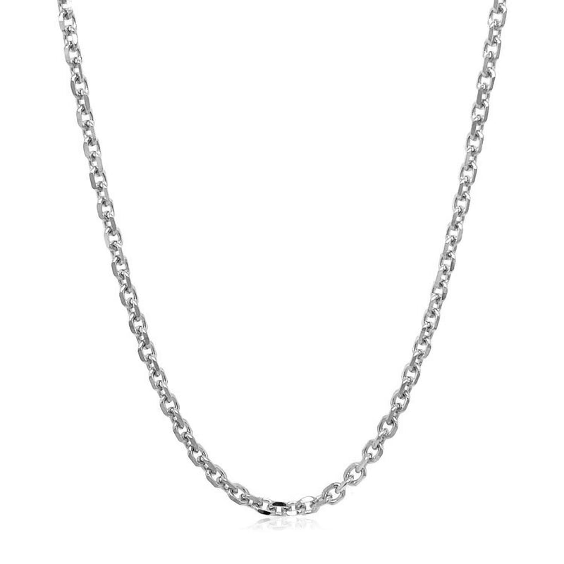 Bids.com 14k White Gold Diamond Cut Cable Link Chain (2.60 mm) Necklaces White Smoke 18 / White Gold,20 / White Gold,22 / White Gold,24 / White Gold