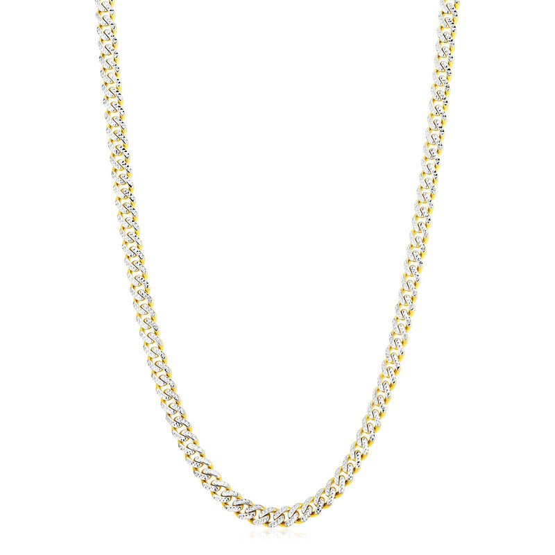 Bids.com 14k Yellow Gold White Pave High Polish Modern Lite Miami Cuban Chain (6.5mm) Necklaces White Smoke 22 / Two-Tone Gold,24 / Two-Tone Gold,20 / Yellow Gold