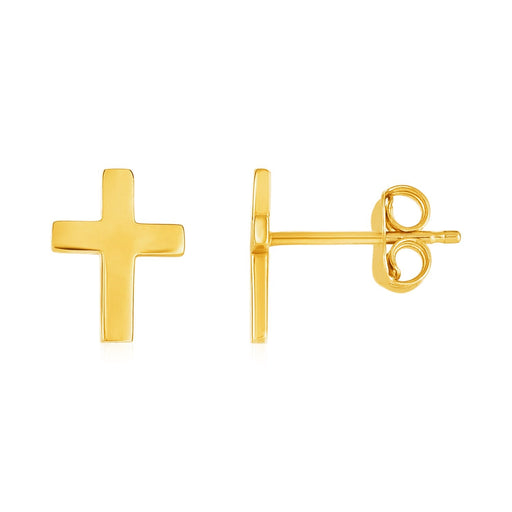 Bids.com 14k Yellow Gold Post Earrings with Crosses Earrings White Smoke Yellow Gold
