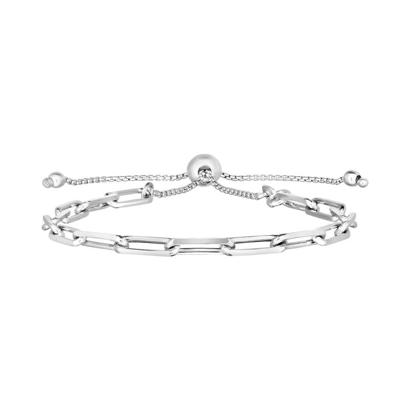 Bids.com Sterling Silver Paperclip Chain Adjustable Bracelet Bracelets White Smoke 9.25 / Sterling Silver