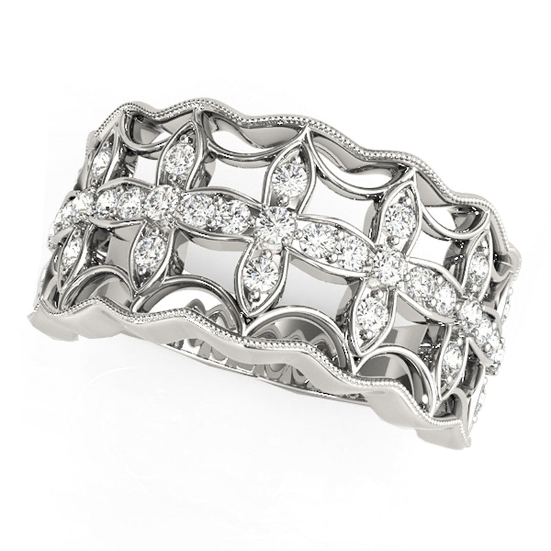 Bids.com Diamond Studded Four Leaf Clover Motif Ring in 14k White Gold (1/4 cttw) Rings White Smoke 3 / White Gold,3.5 / White Gold,4 / White Gold,4.5 / White Gold,5 / White Gold,5.5 / White Gold,6 / White Gold,6.5 / White Gold,7 / White Gold,7.5 / White Gold,8 / White Gold,8.5 / White Gold,9 / White Gold
