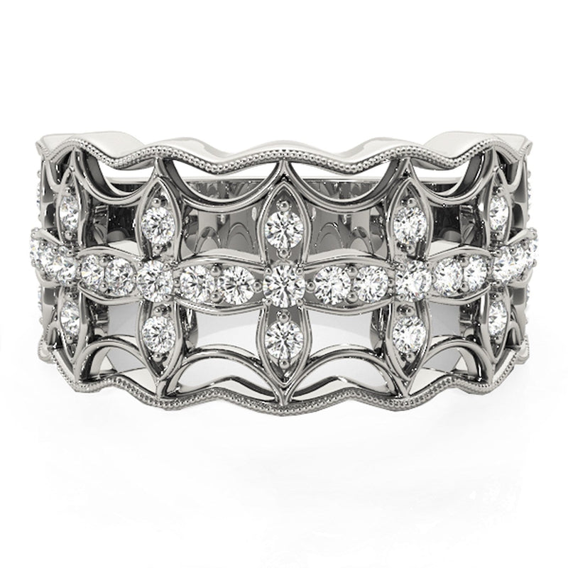 Bids.com Diamond Studded Four Leaf Clover Motif Ring in 14k White Gold (1/4 cttw) Rings White Smoke 3 / White Gold,3.5 / White Gold,4 / White Gold,4.5 / White Gold,5 / White Gold,5.5 / White Gold,6 / White Gold,6.5 / White Gold,7 / White Gold,7.5 / White Gold,8 / White Gold,8.5 / White Gold,9 / White Gold