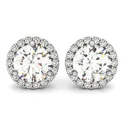 Bids.com 14k White Gold Round Prong Halo Style Earrings (1 cttw) Earrings White Smoke White Gold