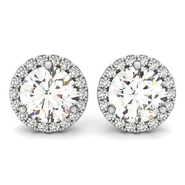 Bids.com 14k White Gold Round Prong Halo Style Earrings (1 cttw) Earrings White Smoke White Gold