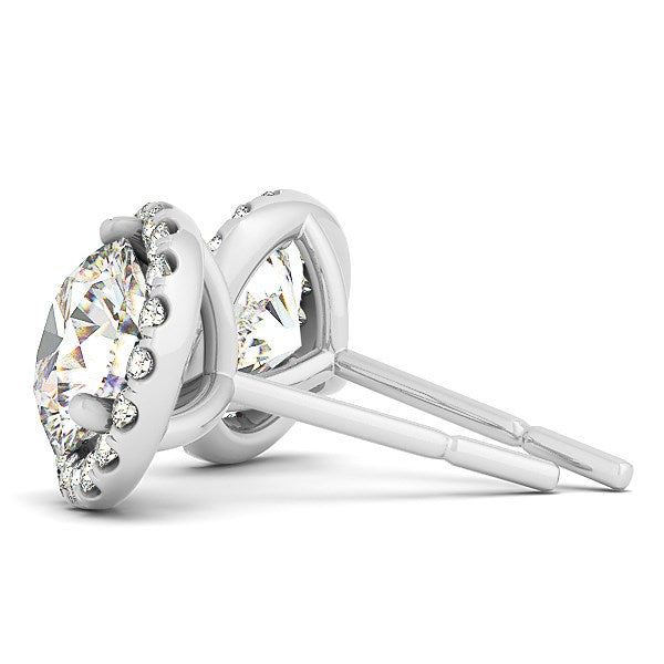 Bids.com 14k White Gold Round Prong Halo Style Earrings (1 cttw) Earrings White Smoke White Gold