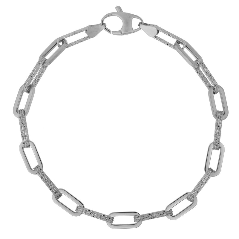Bids.com 14k White Gold Diamante Paperclip Chain Bracelet (4.00 mm) Bracelets White Smoke 7.25 / White Gold