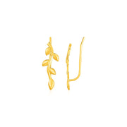 Bids.com Leafy Branch Motif Climber Earrings in 14k Yellow Gold Earrings White Smoke Yellow Gold