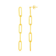 Bids.com 14K Yellow Gold Five Link Paperclip Chain Earrings Earrings White Smoke Yellow Gold