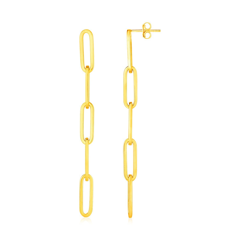 Bids.com 14K Yellow Gold Five Link Paperclip Chain Earrings Earrings White Smoke Yellow Gold