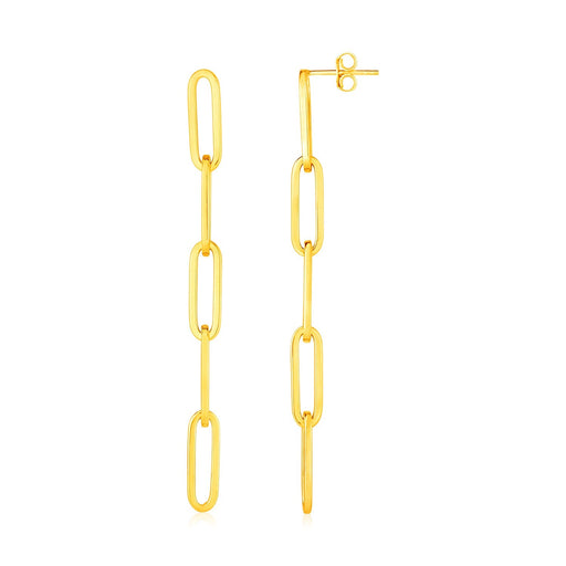 Bids.com 14K Yellow Gold Five Link Paperclip Chain Earrings Earrings White Smoke Yellow Gold