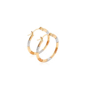 Bids.com 10k Tri-Color Gold Classic Hoop Earrings with Diamond Cut Details Earrings White Smoke Tri-Color Gold