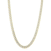 Bids.com 14k Yellow Gold White Pave High Polish Modern Lite Miami Cuban Chain (8.0mm) Necklaces White Smoke 22 / Two-Tone Gold