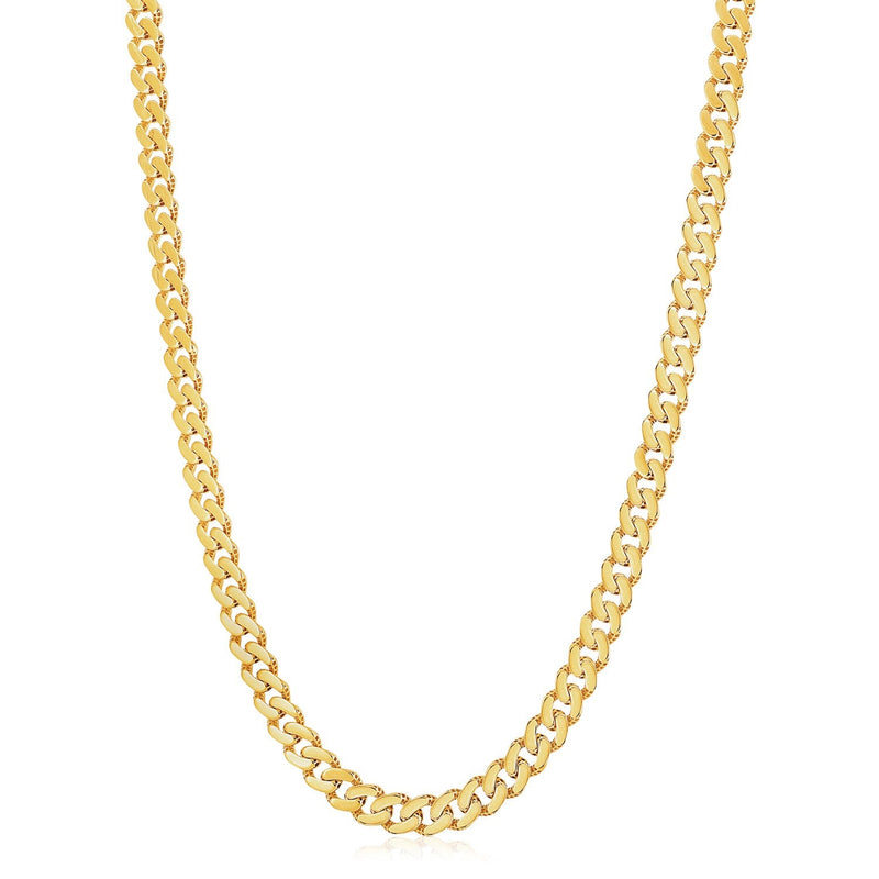 Bids.com 14k Yellow Gold White Pave High Polish Modern Lite Miami Cuban Chain (8.0mm) Necklaces White Smoke 22 / Two-Tone Gold