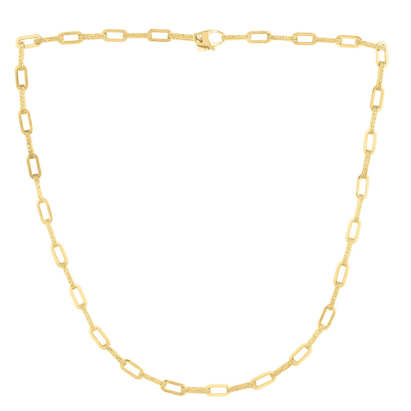 Bids.com 14k Yellow Gold Diamante Paperclip Chain Necklace (4.00 mm) Necklaces White Smoke 18 / Yellow Gold
