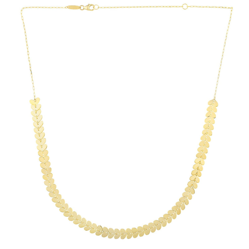 Bids.com 14k Yellow Gold Polished Heart Link Chain Necklace Necklaces White Smoke 18 / Yellow Gold