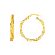 Bids.com 14k Yellow Gold Two Part Textured Twisted Round Hoop Earrings Earrings White Smoke Yellow Gold