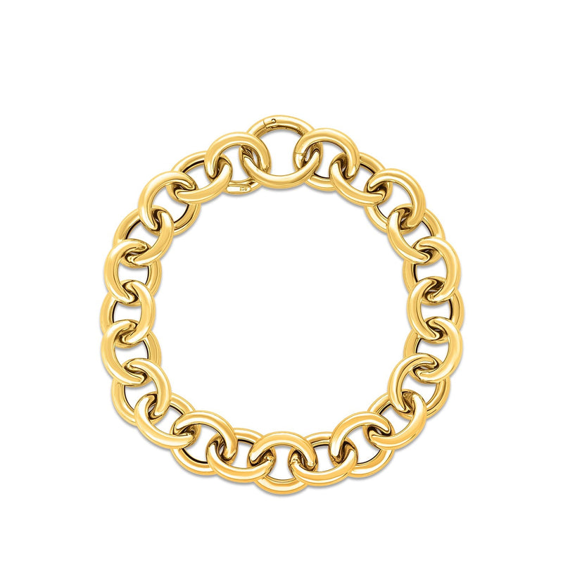 Bids.com 14k Yellow Gold Round Link Bracelet (11.60 mm) Bracelets White Smoke 7.5 / Yellow Gold