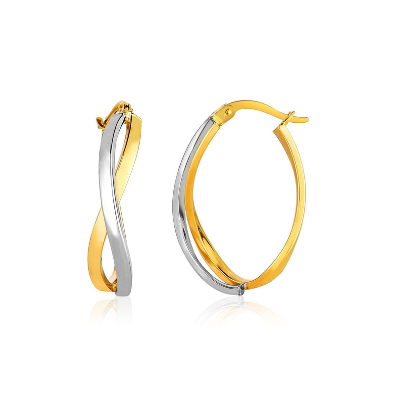 Bids.com 14k Two-Tone Gold Twisted Style Polished Hoop Earrings Earrings White Smoke Two-Tone Gold