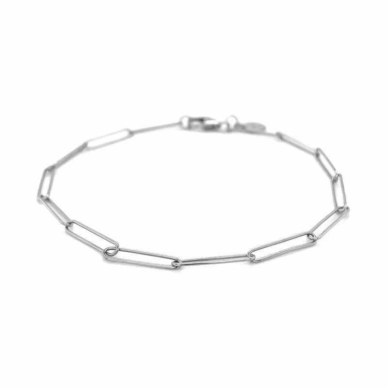 Bids.com 14k White Gold Wire Paperclip Bracelet (2.7mm) Bracelets White Smoke 7 / White Gold