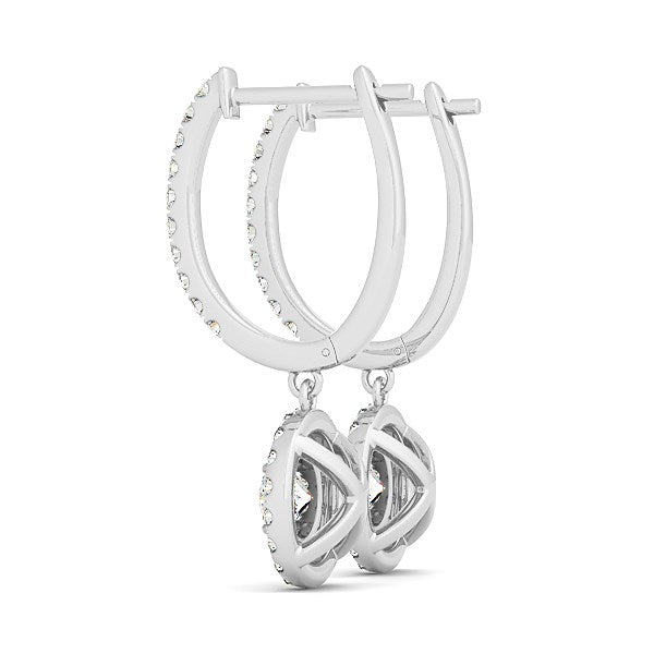 Bids.com 14k White Gold Double Halo Round Diamond Drop Earrings (1 cttw) Earrings White Smoke White Gold