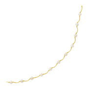 Bids.com 14k Yellow Gold Arc Link Necklace with White Pearls Necklaces White Smoke 17 / Yellow Gold