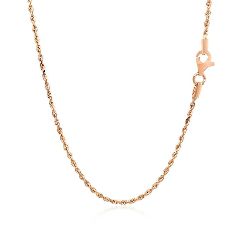 Bids.com 14k Rose Gold Solid Diamond Cut Rope Chain 1.5mm Necklaces White Smoke 16 / Rose Gold,18 / Rose Gold,20 / Rose Gold