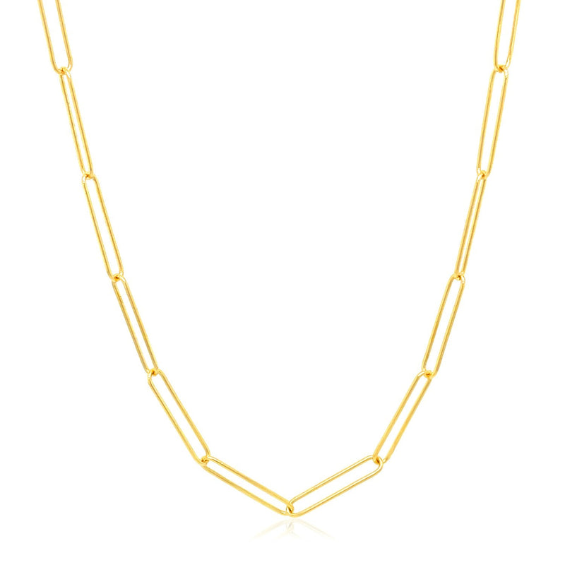 Bids.com 14k Yellow Gold Wire Paperclip Chain (2.7mm) Necklaces White Smoke 18 / Yellow Gold,24 / Yellow Gold