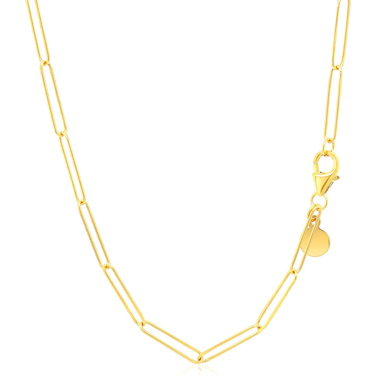 Bids.com 14k Yellow Gold Wire Paperclip Chain (2.7mm) Necklaces White Smoke 18 / Yellow Gold,24 / Yellow Gold