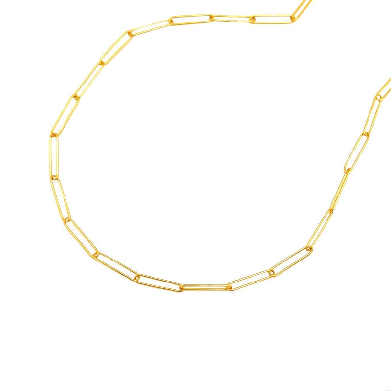 Bids.com 14k Yellow Gold Wire Paperclip Chain (2.7mm) Necklaces White Smoke 18 / Yellow Gold,24 / Yellow Gold