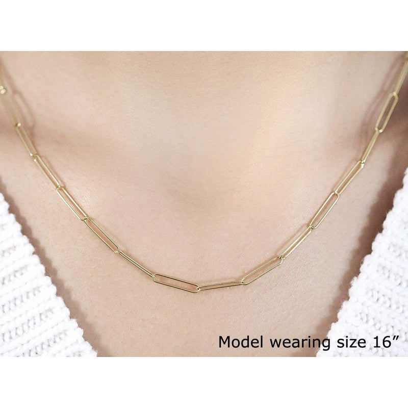 Bids.com 14k Yellow Gold Wire Paperclip Chain (2.7mm) Necklaces Gray 18 / Yellow Gold,24 / Yellow Gold