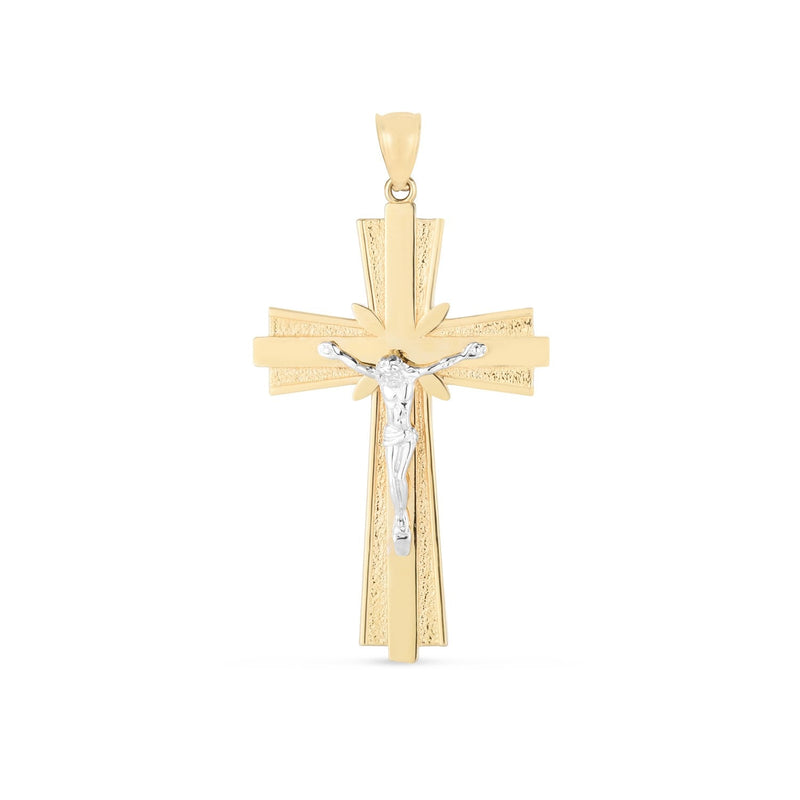 Bids.com 14k Two Tone Gold High Polish Diamond Cut Cross Pendant Pendants White Smoke Two-Tone Gold